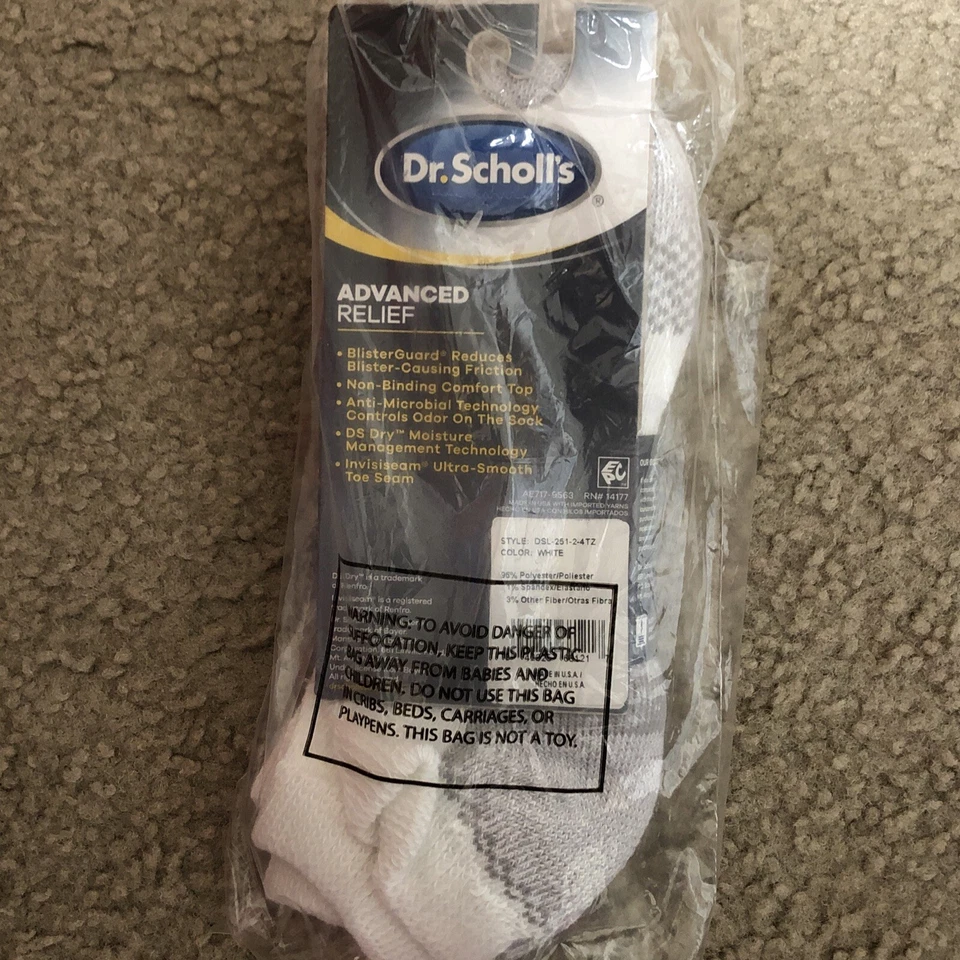 2 PARES FEMININOS DR.SCHOLL'S ADVANCED ALÍVIO SEM ENCADERNAÇÃO CORTE BAIXO 4-10 FEITO NOS EUA - Imagem 3 de 3