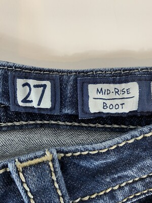 Miss Me デニムパンツ サイズ27 MISS ME Boot Cut Jeans Sz 27 Mid Rise Rhinestones Flap Pockets
