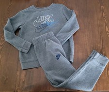 Boys Size 7 Nike Sweatsuit 2-Piece Set Grey/Blue Sweatshirt Sweatpants