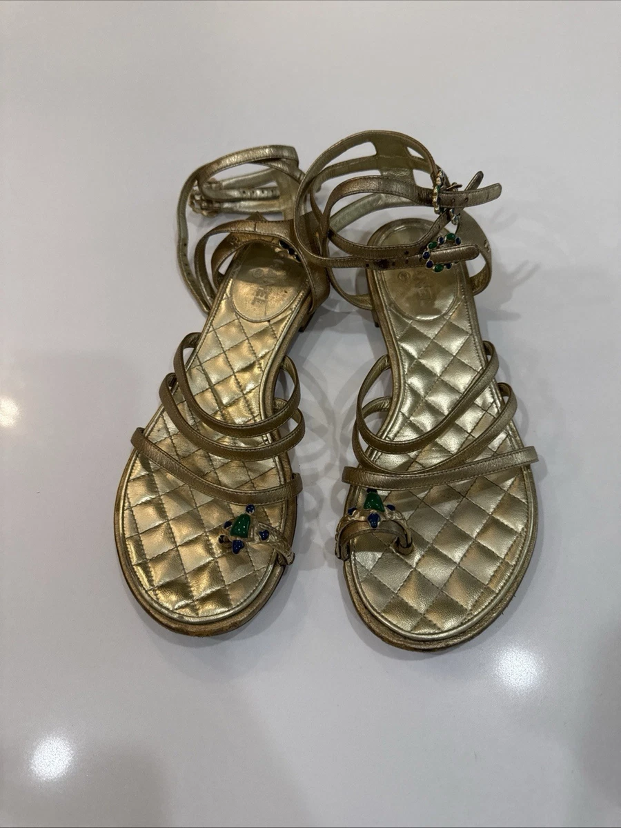 CHANEL Gold Sandals for Women for sale | eBay