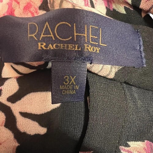 Rachel Roy Ally Print Long Sleeve Dress 3XL Knee Length Semi Sheer Floral Black - Picture 5 of 13