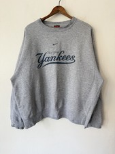 VTG Y2K Nike New York Yankees MLB Baseball Swoosh Sweatshirt Gray Large
