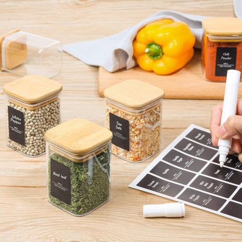 Spice Jars with Labels 6 oz 12Pack, Small Spice Containers Starter Set, Glass... - Picture 2 of 7