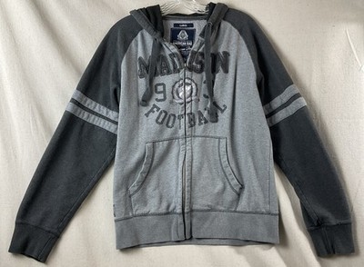 American Rag Gray Full Zip Hoodie Embroidered Text Size L Mens