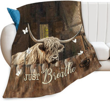 Highland Cow Blanket Highland Cattle Decor Throw Blanket Farmhouse Cow Blanke...