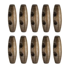 10pcs Wooden Toggle Buttons 35mm 2-Hole Wood Olive Sewing Button, Coffee Brown