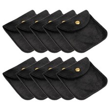 20 Pack Jewelry Pouch 3x3" Soft Velvet Pouch with Snap Button Black