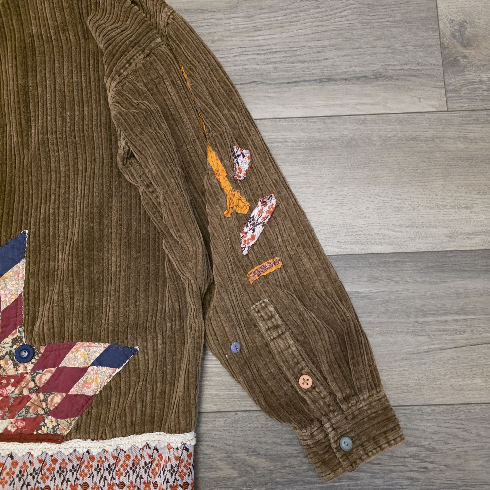 UNIQUE Upcycled Patchwork Corduroy Shacket Hand-S… - image 6
