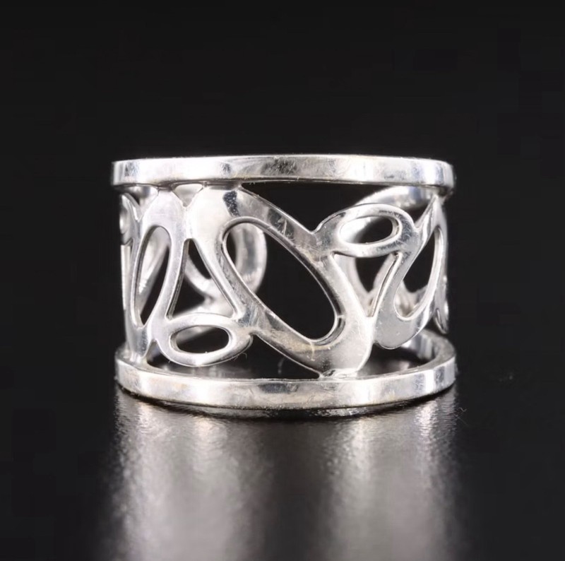Roberto Coin Gold Ring Chic and Shine Open Style Wide Cuff Ring Size 7 18k White