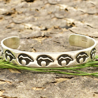 Sterling Silber 925 Stempel Arbeit Heartline Bär Manschette Armband 7''