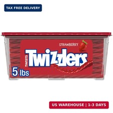 TWIZZLERS Twists Strawberry Flavored Licorice Style, Chewy Holiday Candy Tub, 5