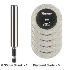 Vearter 5Pcs 2'' Diamond Cutting Wheels 1/4" Mandrel Tile Granite Cut Off Disc