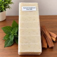 Patchouli Sandalwood Goat Milk Soap Bar, White Solid Rectangular Body Soap