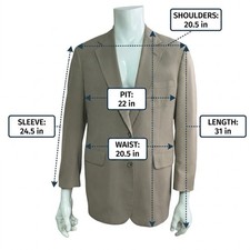 Brooks Brothers Mens Vintage Tan Beige Wool Blazer Sport Coat Jacket Size 40R