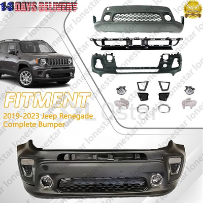 #ad Complete Front Bumper Cover Kit W Grille Fog Lights Fits 2019 2023 Jeep Renegade $400.15