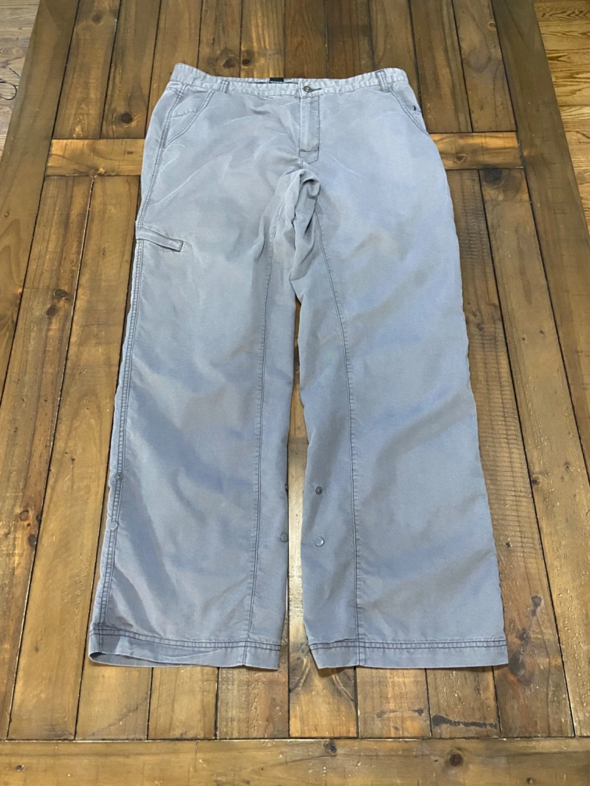 prAna Breathe Men's Cargo Hiking Pants Size 38 Grey Cotton Blend RN124977