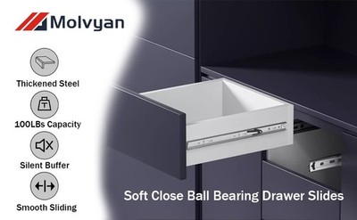 Heavy-Duty Soft-Close Drawer Slides Capacity Full Extension 22''20''18''