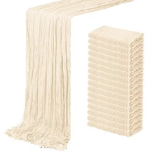 16 Pack Ivory Cheesecloth Table Runner 20 x 120 inch Gauze Table Runners 10 F...