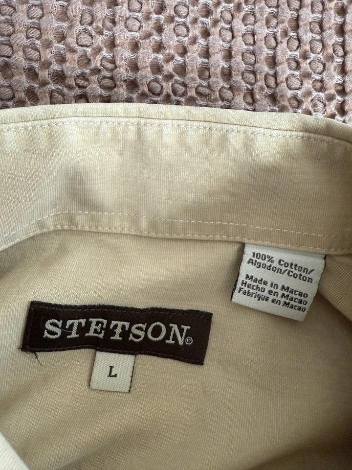 Camisa Stetson Para Hombre Grande Beige Perla A Presión Vaquero Occidental 100% Algodón Foto 3 de 4