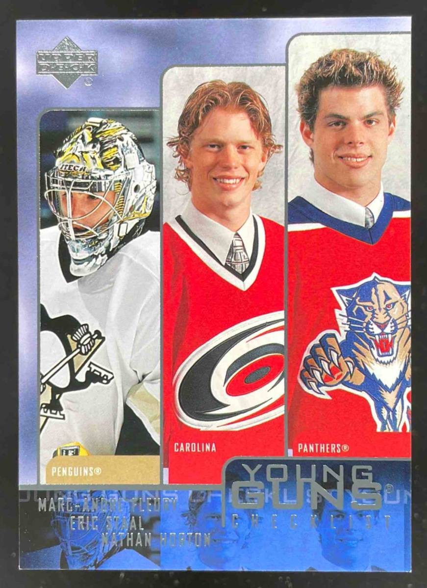 2003-04 UD YOUNG GUNS CHECKLIST MARC-ANDRE FLEURY ERIC STAAL NATHAN HORTON #245