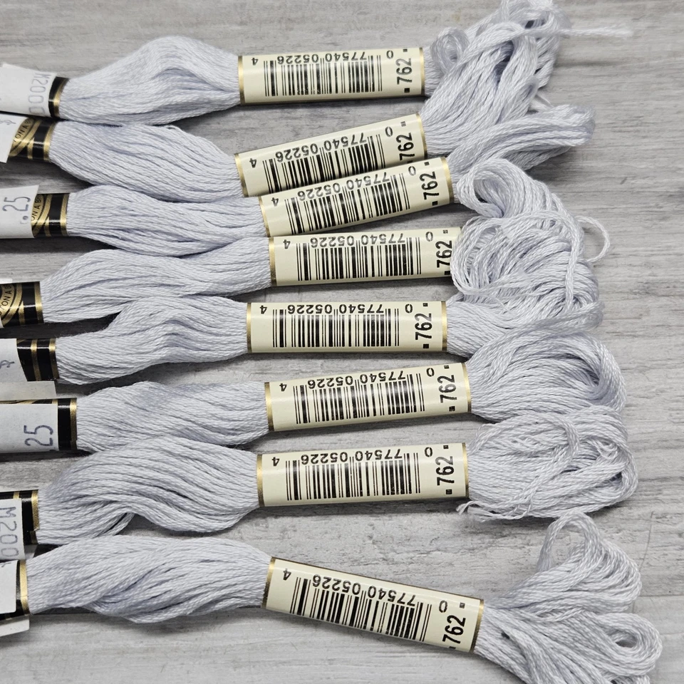 DMC 25 Embroidery Floss Mouline Special Made in France Light Pearl Gray Lot (8) - Image 3 of 4