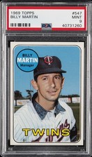 1969 TOPPS #547 BILLY MARTIN PSA 9