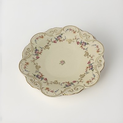 Prunkteller BAVARIA Edelstein Schale Goldrand Blumenmuster Handarbeit 32 cm
