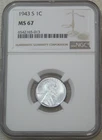 1943 S Lincoln Cent NGC MS67 Very Bright Gorgeous Luster PQ New Holder #H250E