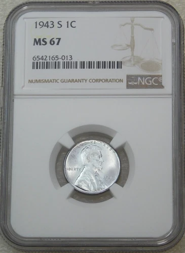 1943 S Lincoln Cent NGC MS67 Very Bright Gorgeous Luster PQ New Holder #H250E
