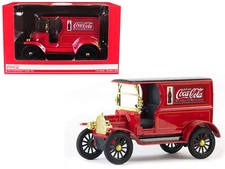 1917 Ford Model T Cargo Van "Coca-Cola" Red with Black Top 1/24 Diecast Model Ca