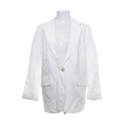H&M, Blazer, Größe: S, Weiß, Leinen/Viskose/Polyester, Einfarbig, Damen #dNp
