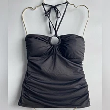 Michael Kors Logo Ring Shirred Bandini Swim Top Size XS