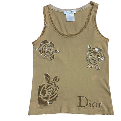 Christian Dior John Galliano Sleeveless Tank Top M Brown Velvet Velour Rose F/S