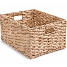 Storage Basket 16.9 12.6 9.1"Handwoven Twisted Weave Basket with Handles NEW