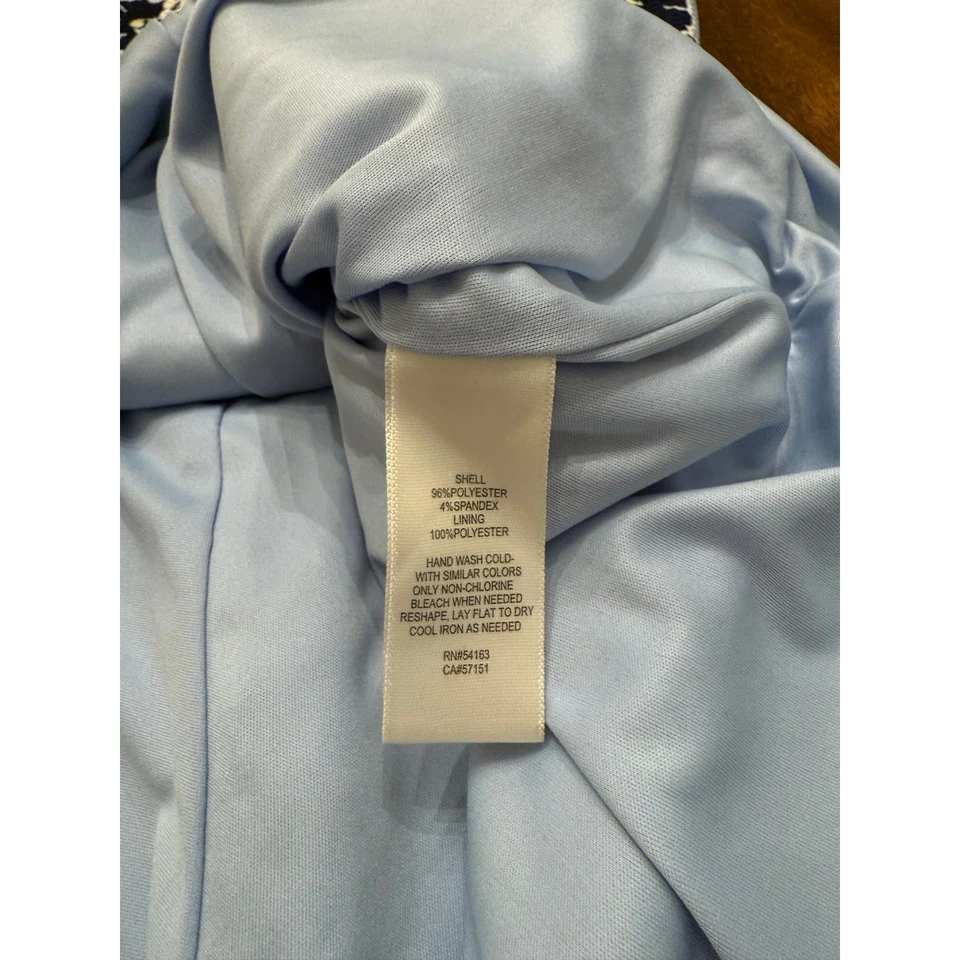 Mini vestido para mujer Eliza J azul estampado floral ribete de encaje sin mangas talla 4 Foto 4 de 4