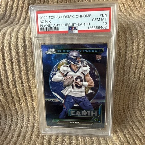 Topps 2024 Cosmic Chrome Bo Nix Planetary Pursuit-Earth RC PSA 10