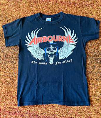 Airbourne No Guts No Glory Shirt Skull Schwarz Kurzarm Rock n Roll Heavy Metal 
