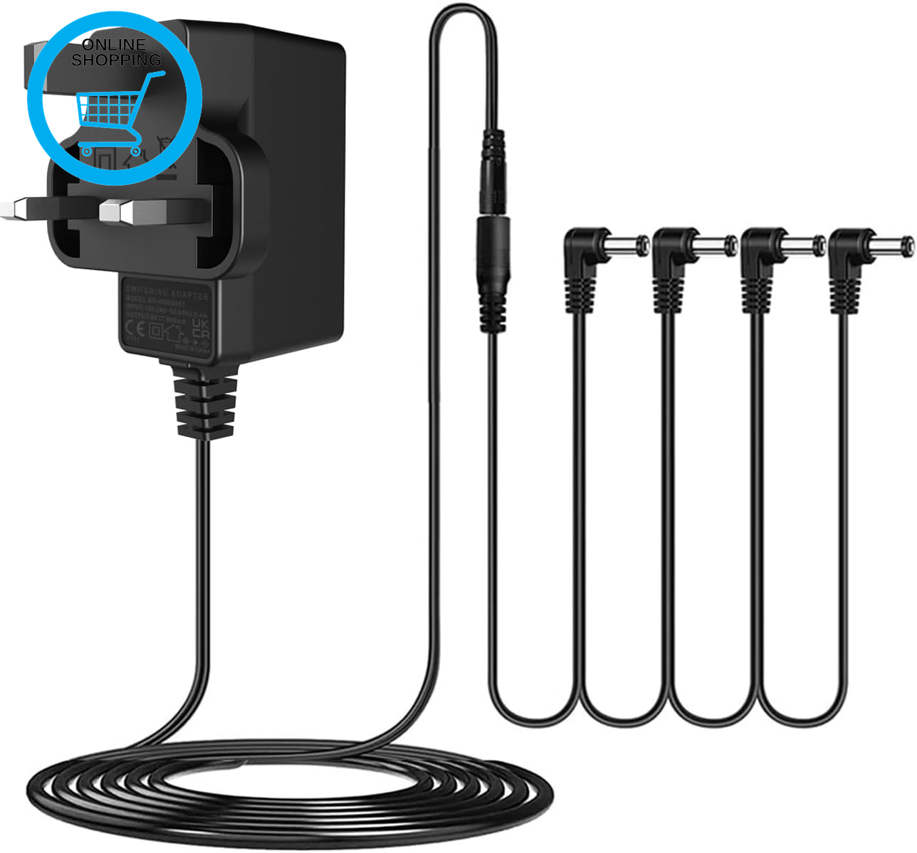 DC 9V Guitar Pedal Power Supply (800Ma -1A) AC Wall Charger Adapter with 4 Way D