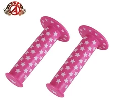 ALTA Star Handlebar Grips 7/8" 124mm Pink/White Flanged Lowrider Cruiser BMX.