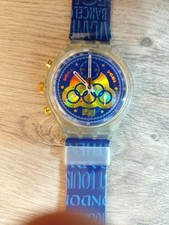 Swatch Olympic cronografo quarzo cassa trasparente Remember Sarajevo 1984/1994