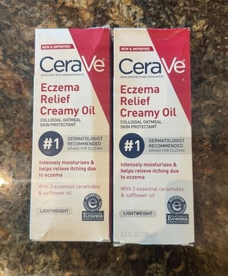 2 Pack: CeraVe Eczema Relief Creamy Oil Relieve Itching 3.4 oz EXP 12/2025+