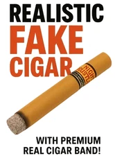 FAKE CIGAR With Real Band Red Ash Trick Joke Gag Lit Prop Prank Smoking Costume