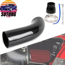 3 76mm Real Carbon Fiber Car Cold Air Intake Induction Pipe Hose Tube Universal