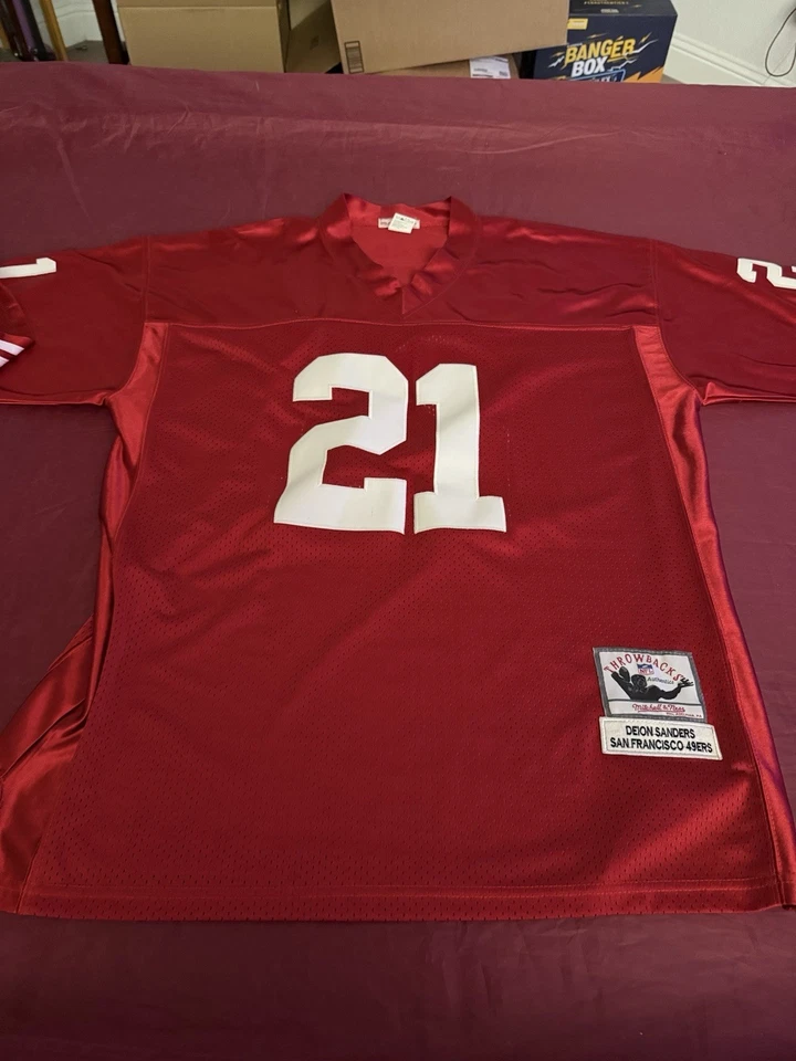 Mitchell & Ness Deion Sanders 旧金山 49 人队 1994 红色球衣 尺寸 2XL  — 第 2/3 张图片