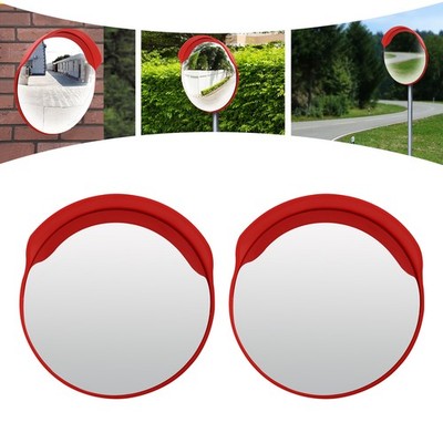 2PCS 24'' Convex Traffic Mirror Wide Angle Blind Spot Corner Road Parking Safety
