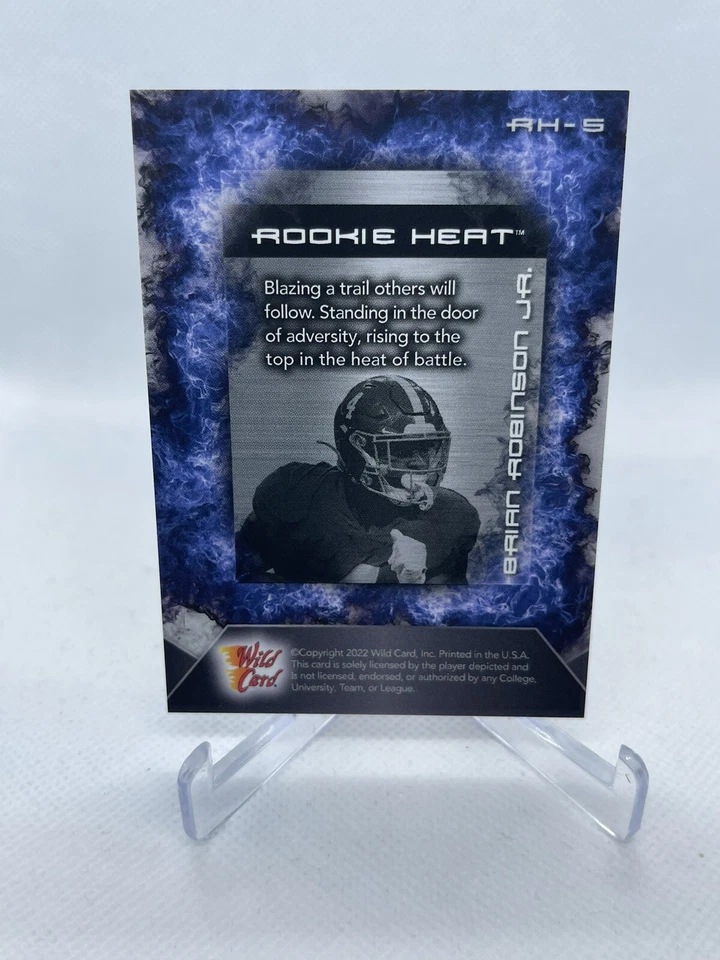 2022 Wild Card Matte #RH-5 Brian Robinson Jr Rookie Heat White Blue/Purple #/75 - Image 2 of 2