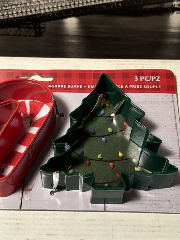 Juego de cortador de galletas de 3 piezas árbol de Navidad bastón de caramelo pan de jengibre hombre R&M hornear  Foto 4 de 4