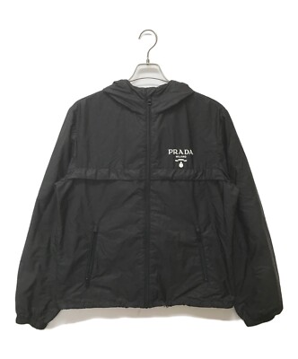 PRADA Men's Mountain Parka Jacket Re- Front Logo Zip-Up Black