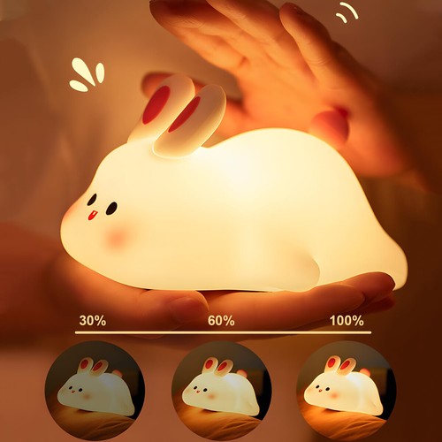 LED Night Lights Cute Rabbit Silicone Lamp USB Bedside Decor Nightlight - Picture 3 of 15