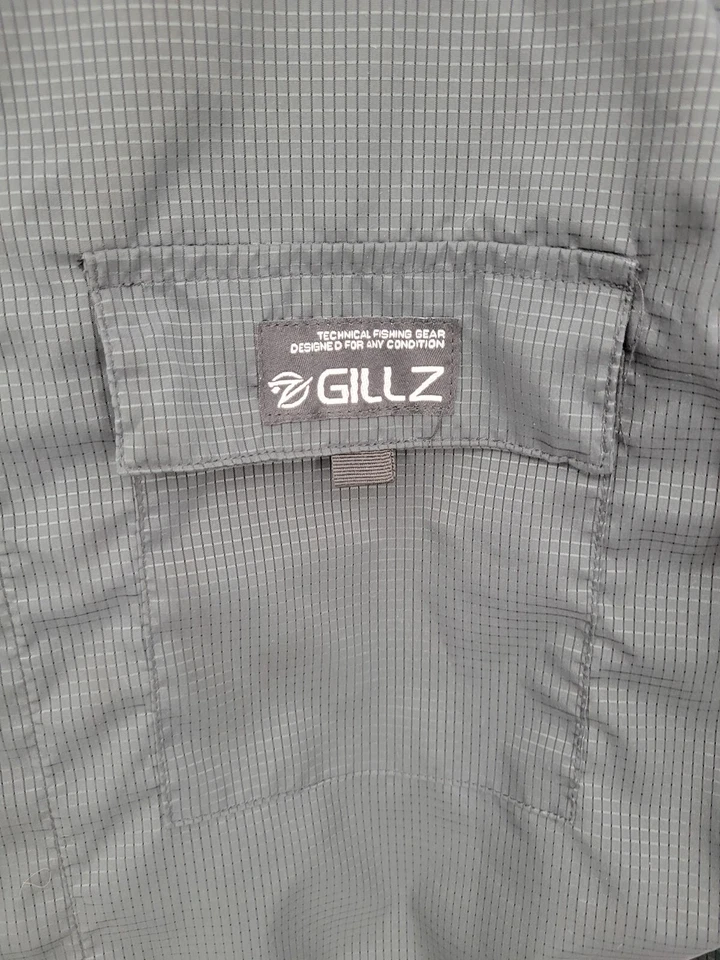 Gillz 衬衫男式中号黑色短袖纽扣口袋户外钓鱼 — 第 3/4 张图片